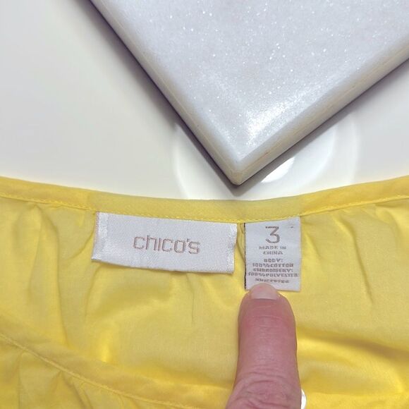 Chico’s Canary Yellow Embroidered Tunic Top - Picture 5 of 6